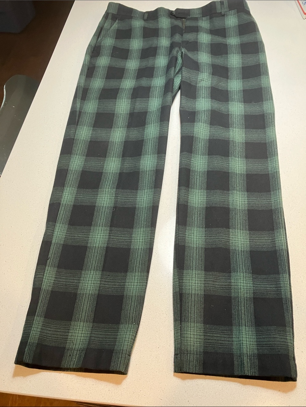 Men's Green Plaid Chinos